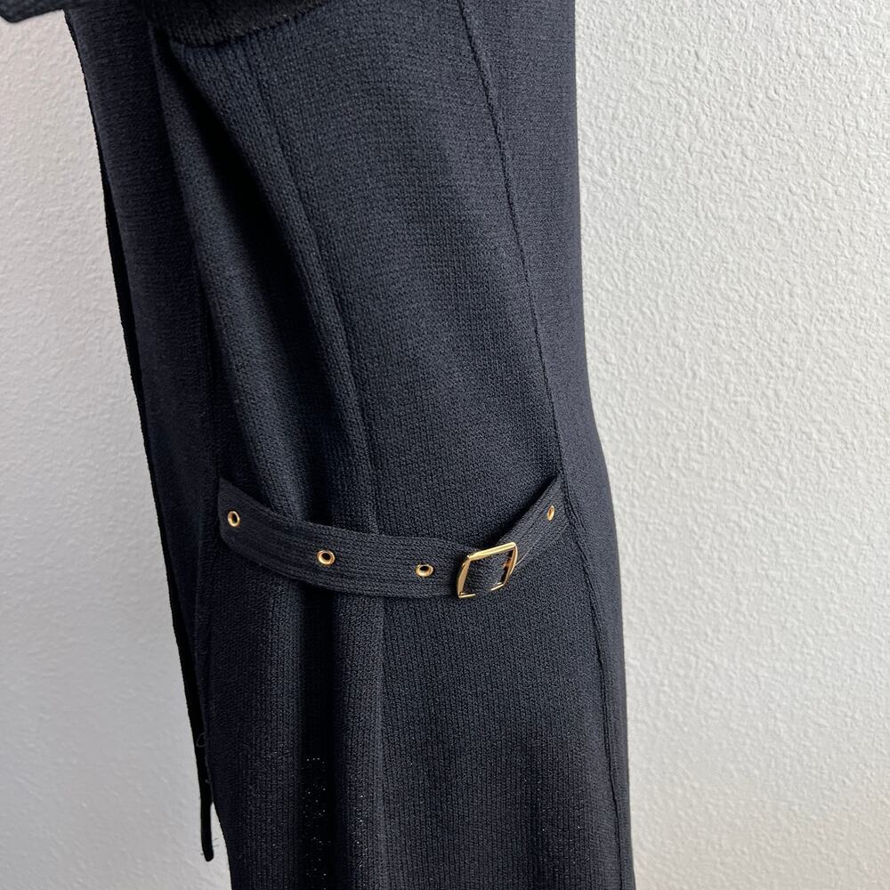 St. John Collection Knit Top Women's 12 Black Button Down Blouse Short Sleeve - Picture 5 of 8